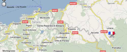 Plan et Carte du village de Lama en Balagne Haute Corse
